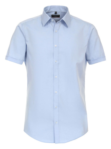 Redmond shirt SLIM FIT UNI POPELINE light blue with Kent collar in narrow cut