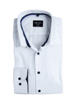 Camisa Marvelis BODY FIT UNI POPELINE blanco con cuello New York Kent de corte estrecho