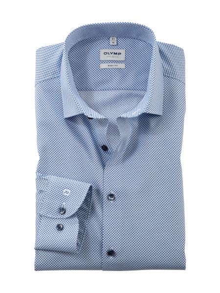 Camicia Olymp LEVEL 5 PRINT azzurro con Kent moderno collar in taglio stretto