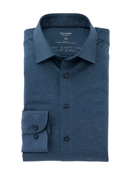 Camicia Olymp LEVEL 5 JERSEY blu medio con New York Kent collar in taglio stretto