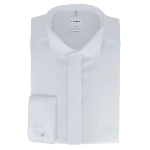 OLYMP Luxor soirée comfort fit shirt UNI POPELINE white with Wing collar in classic cut