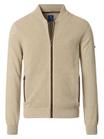 Redmond Cardigan COMFORT FIT STRUCTURE beige with Stand-up collar collar in classic cut