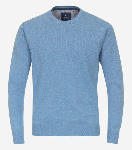 Redmond sweater REGULAR FIT KNITTED light blue with Round neck collar in classic cut