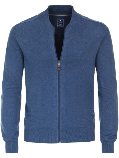 Cardigan Redmond REGULAR FIT MELANGE blu medio con Colletto stand-up collar in taglio classico