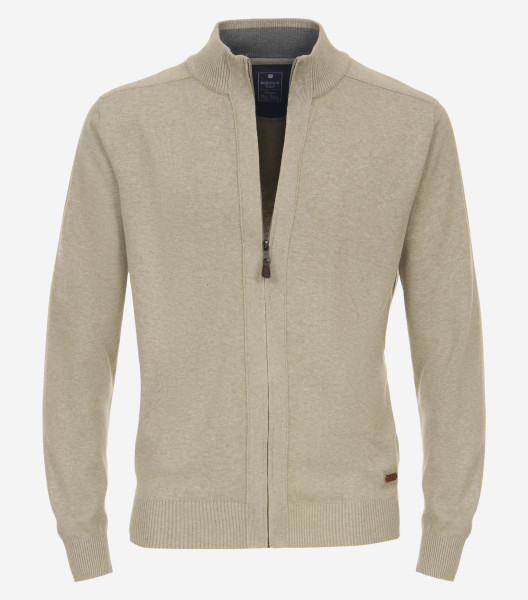 Redmond cardigan REGULAR FIT KNITTED beige with Stand-up collar collar in classic cut