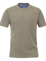 Redmond T-shirt COMFORT FIT WASH & WEAR groen met Ronde hals-kraag in klassieke snit