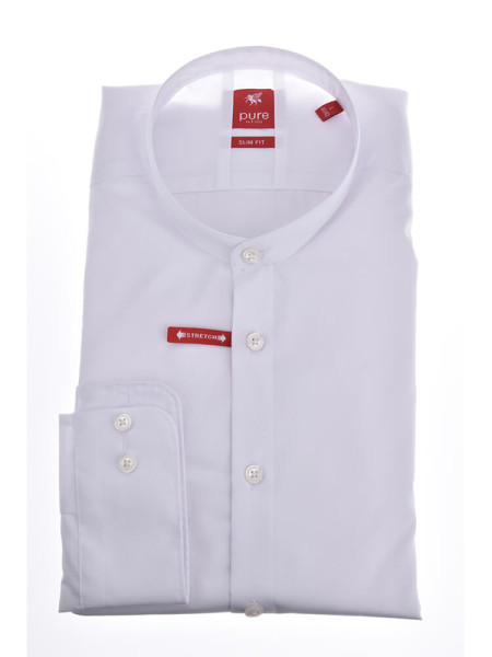 Camisa Pure SLIM FIT UNI STRETCH blanco con cuello Cuello alto de corte estrecho