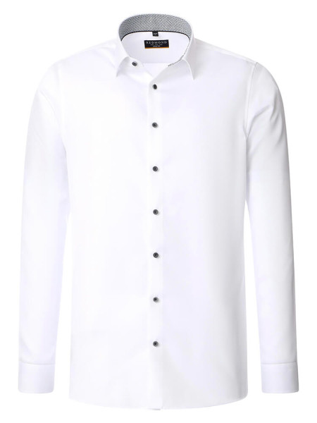 Camisa Redmond SLIM FIT TWILL blanco con cuello Kent de corte estrecho