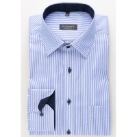 Eterna shirt COMFORT FIT TWILL STRIPES medium blue with Modern Kent collar in classic cut