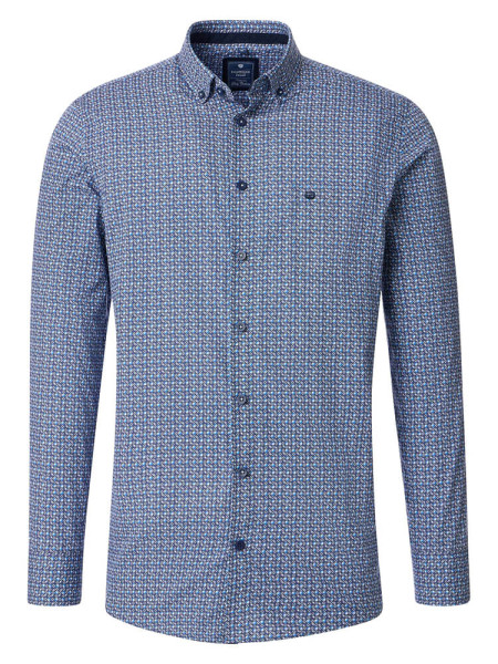 Redmond shirt COMFORT FIT PRINT anthracite with Button Down collar in classic cut