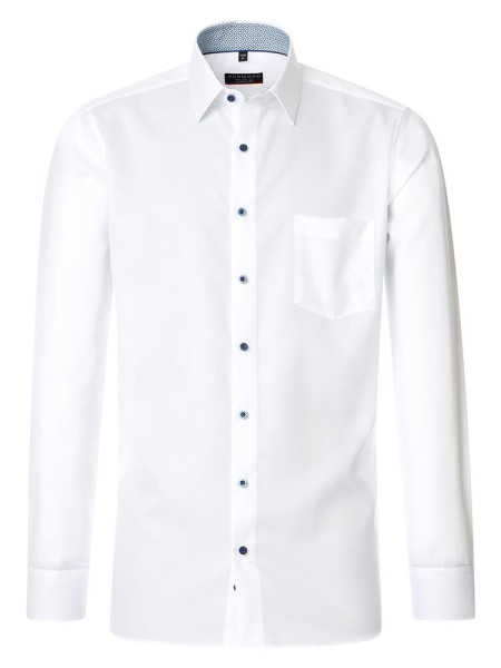 Camisa Redmond MODERN FIT TWILL blanco con cuello Kent de corte moderno