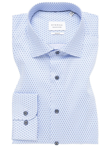 Chemise Eterna SLIM FIT UNI POPELINE bleu clair avec col Kent en coupe étroite