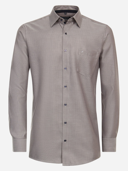 Camisa CASAMODA COMFORT FIT ESTRUCTURA beige con cuello Kent de corte clásico