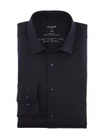 Camisa Olymp LUXOR modern fit JERSEY azul oscuro con cuello Nuevo Kent de corte moderno