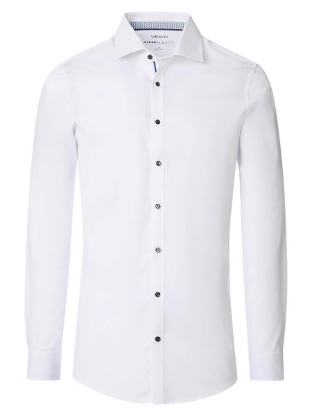 Venti shirt BODY FIT STRUCTURE STRETCH white with Kent collar in narrow cut