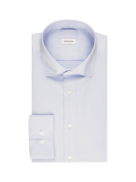 Seidensticker shirt SLIM SATEEN light blue with New Kent collar in narrow cut