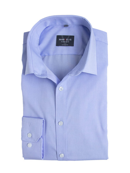 Camicia Marvelis SUPER SLIM UNI POPELINE azzurro con Kent collar in taglio super stretta