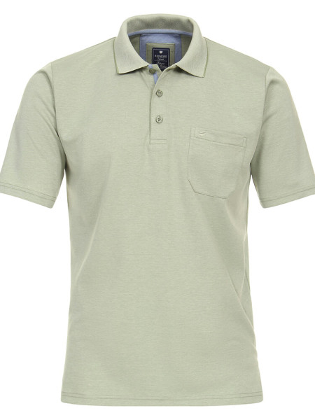 Polo Redmond COMFORT FIT WASH &amp; WEAR verde con cuello Botón de polo de corte clásico