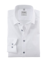 Camisa Olymp LEVEL 5 FAUX UNI blanco con cuello New York Kent de corte estrecho