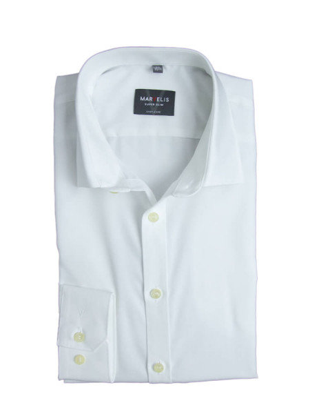 Camicia Marvelis SUPER SLIM UNI POPELINE beige con Kent collar in taglio super stretta