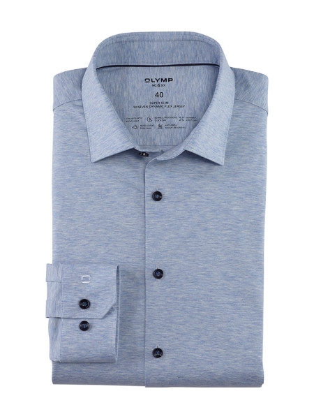 Camisa Olymp NO. SIX JERSEY azul claro con cuello Kent urbano de corte súper estrecho