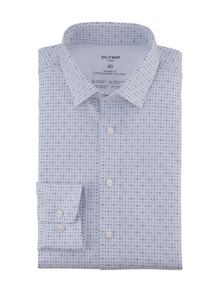 Camisa Olymp LUXOR modern fit JERSEY blanco con cuello Nuevo Kent de corte moderno