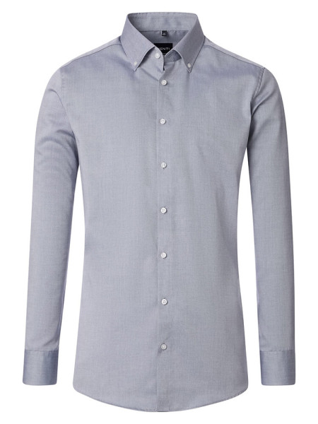 Camisa Venti MODERN FIT FINO OXFORD azul medio con cuello Button Down de corte moderno