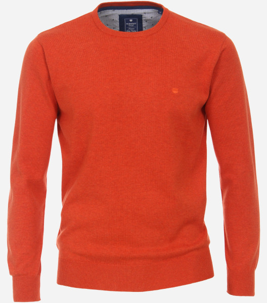 Redmond sweater REGULAR FIT KNITTED orange with Round neck collar in classic cut