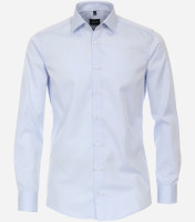 Camisa Venti MODERN FIT TWILL azul claro con cuello Kent de corte moderno