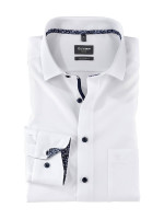 Olymp shirt LUXOR UNI POPELINE white with Global Kent collar in modern cut