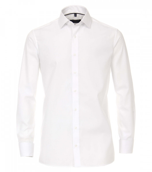 Camicia CASAMODA COMFORT FIT UNI POPELINE bianco con Kent collar in taglio classico