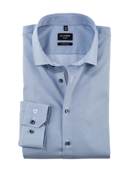 Camisa Olymp NO. SIX PRINT azul claro con cuello Kent moderno de corte súper estrecho