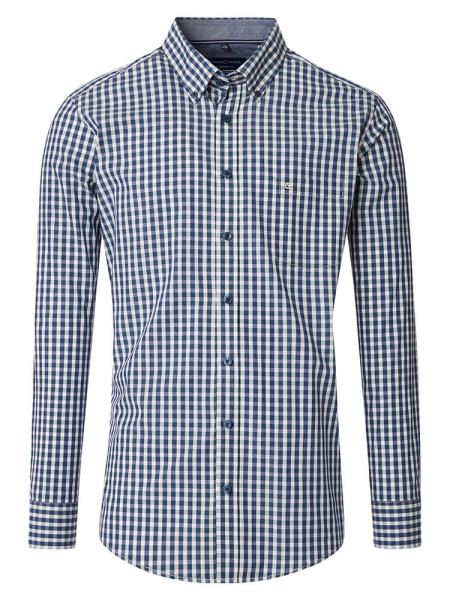 Camisa CasaModa COMFORT FIT EASY CARE azul medio con cuello Button Down de corte clásico