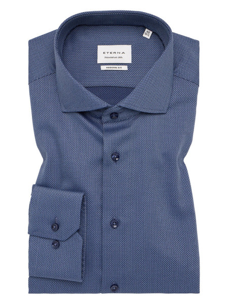 Camicia Eterna MODERN FIT STRUTTURA blu scuro con Spaccato collar in taglio moderno