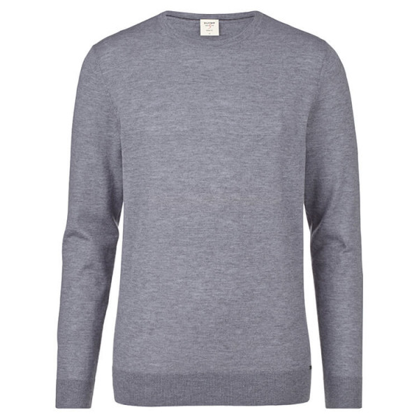 OLYMP Level Five Strick Pullover grau in schmaler Schnittform