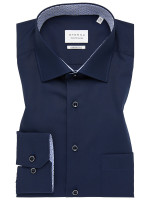 Camicia Eterna COMFORT FIT UNI POPELINE blu scuro con Kent collar in taglio classico