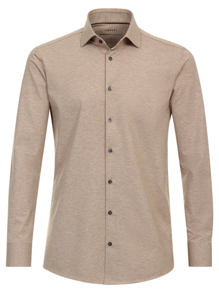 Chemise Venti MODERN FIT JERSEY beige avec col Kent en coupe moderne