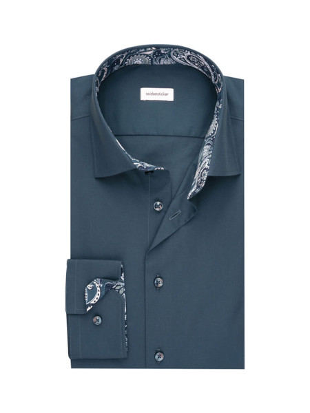 Camicia Seidensticker SLIM UNI POPELINE turchese con Business Kent collar in taglio stretto