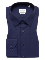 Eterna shirt MODERN FIT UNI STRETCH dark blue with Kent collar in modern cut