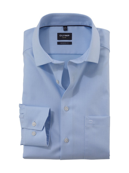 Olymp shirt LUXOR modern fit FAUX UNI light blue with Global Kent collar in modern cut