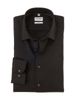 Camicia Olymp LEVEL 5 RASO nero con New York Kent collar in taglio stretto