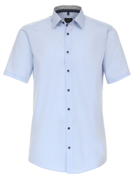 Camisa Venti MODERN FIT UNI POPELINE azul claro con cuello Kent de corte moderno