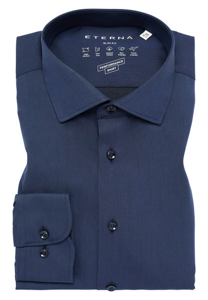 Camicia Eterna SLIM FIT PERFORMANCE blu scuro con Kent collar in taglio stretto