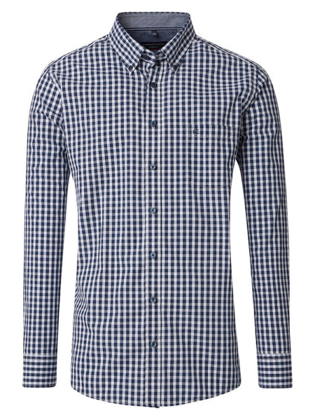 Chemise CasaModa CASUAL FIT EASY CARE bleu foncé avec col Button Down en coupe moderne