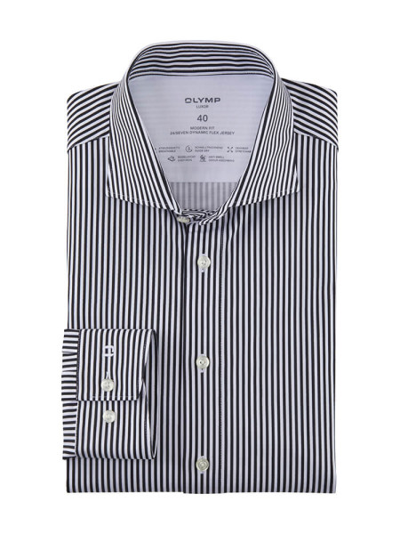 Olymp shirt LUXOR modern fit JERSEY black with Kent collar in modern cut