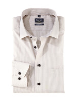 Camisa Olymp LUXOR PEPITA beige con cuello Global Kent de corte moderno