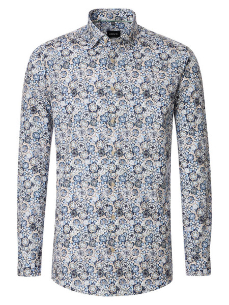 Venti Hemd MODERN FIT PRINT hellblau mit Under Button Down Kragen in moderner Schnittform