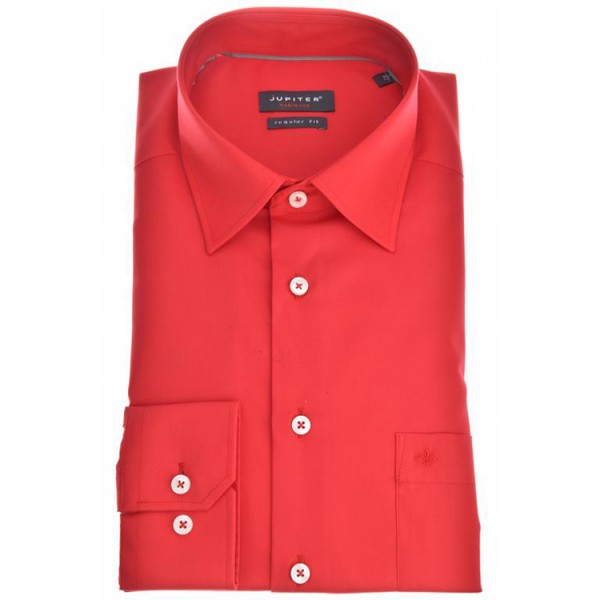 Jupiter Shirt &quot;Popeline&quot; red with Kent Collar in regular fit