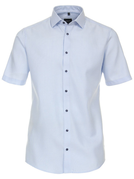 Camisa Venti MODERN FIT ESTRUCTURA azul claro con cuello Kent de corte moderno