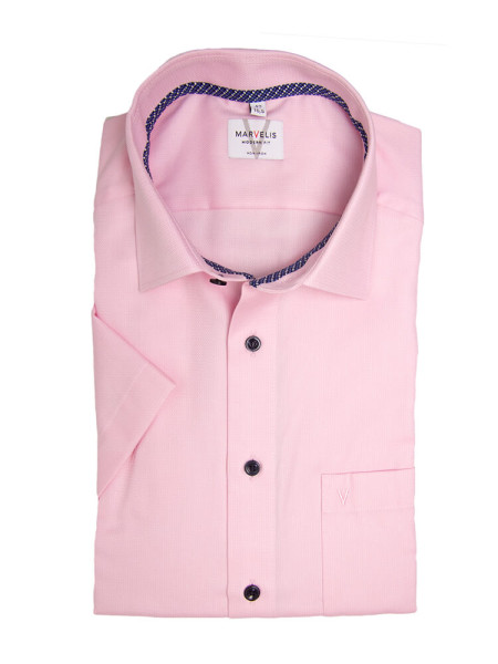 Camicia Marvelis MODERN FIT UNI POPELINE rosa con Nuovo Kent collar in taglio moderno